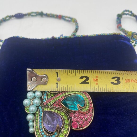 Colorful Butterfly Brooch With Rhinestones & Faux Pearls For Women 2 Inches Mult - Picture 4 of 8